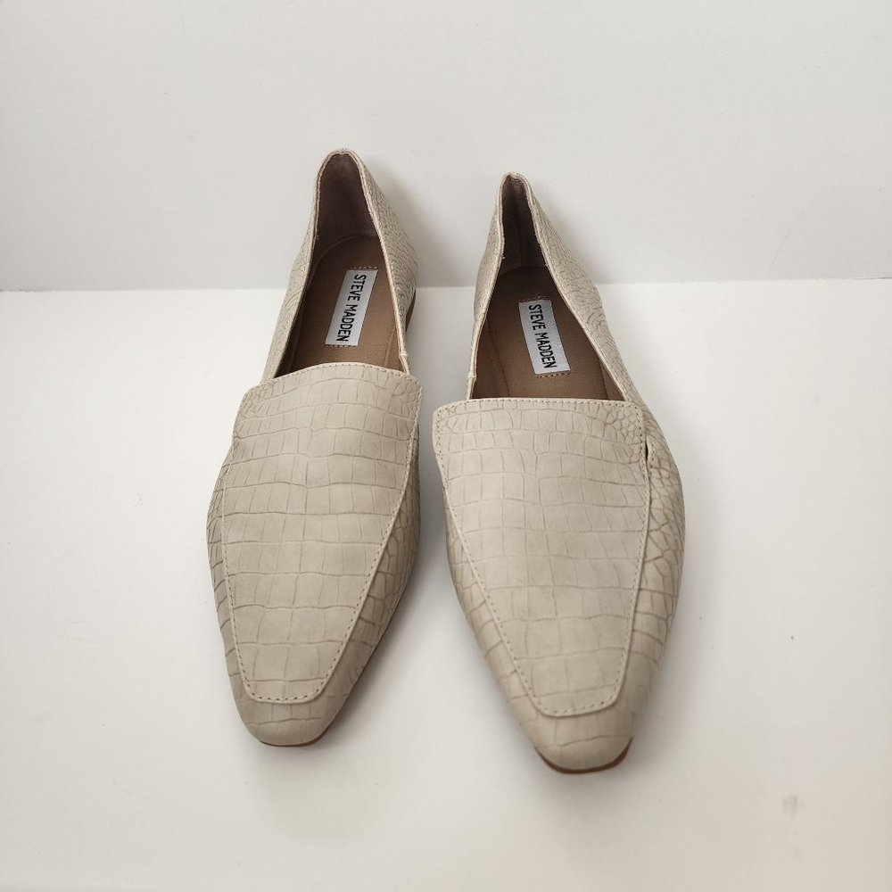 Steve Madden Gemmy Beige Crocodile Embossed Loafers Size 8 - Picture 3 of 11